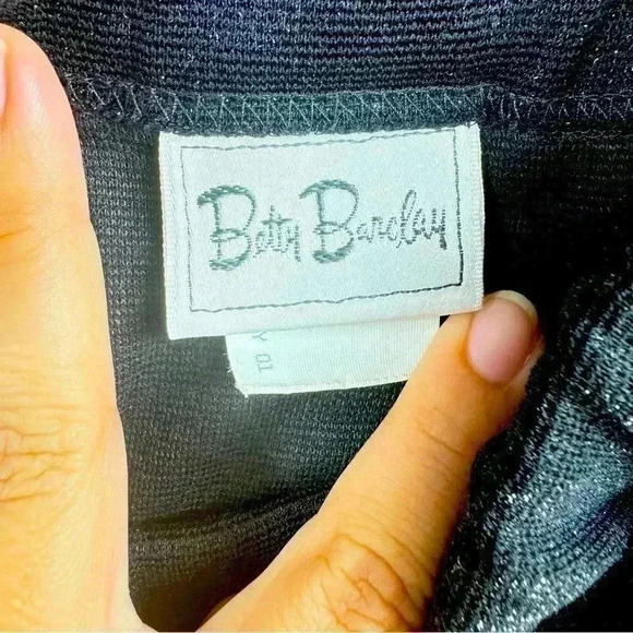 Vintage Betty Barclay Black Shimmer Clingy Midi Knee Length Skirt - Size 36 - Picture 6 of 6